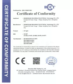 CE for UV lights